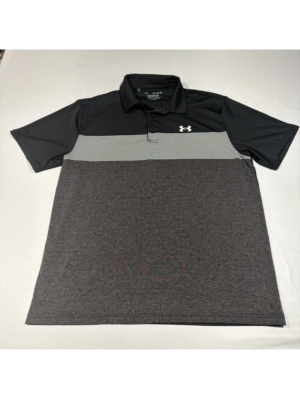 UA Under Armour Playoff Polo Shirt Mens XL Black, Grey And White